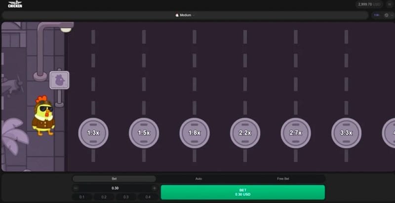 Pilot Chicken niveau Medium : 20 cases, jusqu'à x1 000